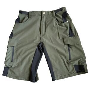 Men’s MTB Mountain Bike Olive Green Biking Shorts Size XL